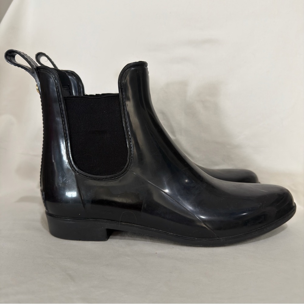 Sam Edelman Black Glossy Chelsea Rain Ankle Boots